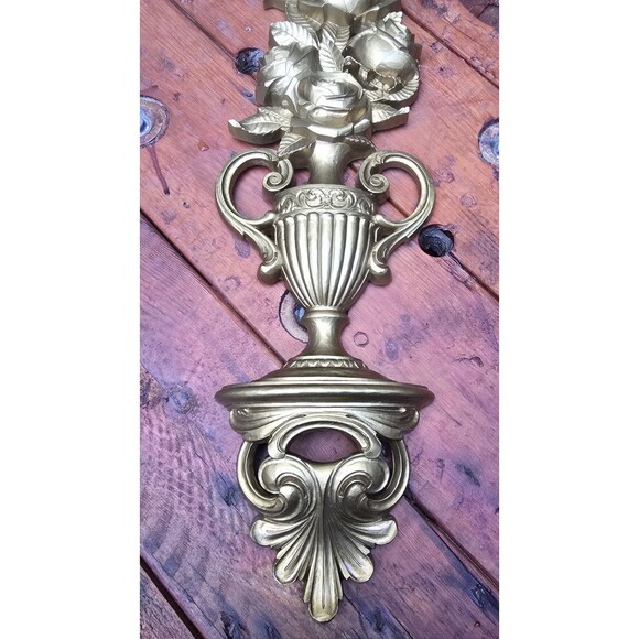 Vintage 1970 Syroco Gold Topiary Floral Wall Hanging Hollywood Regency 23” 7188 - Picture 3 of 5